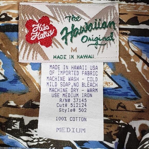 The Hawaiian Original Hilo Hattie Shirt Men's Medium Blue SS Button Up Resort - Picture 6 of 7